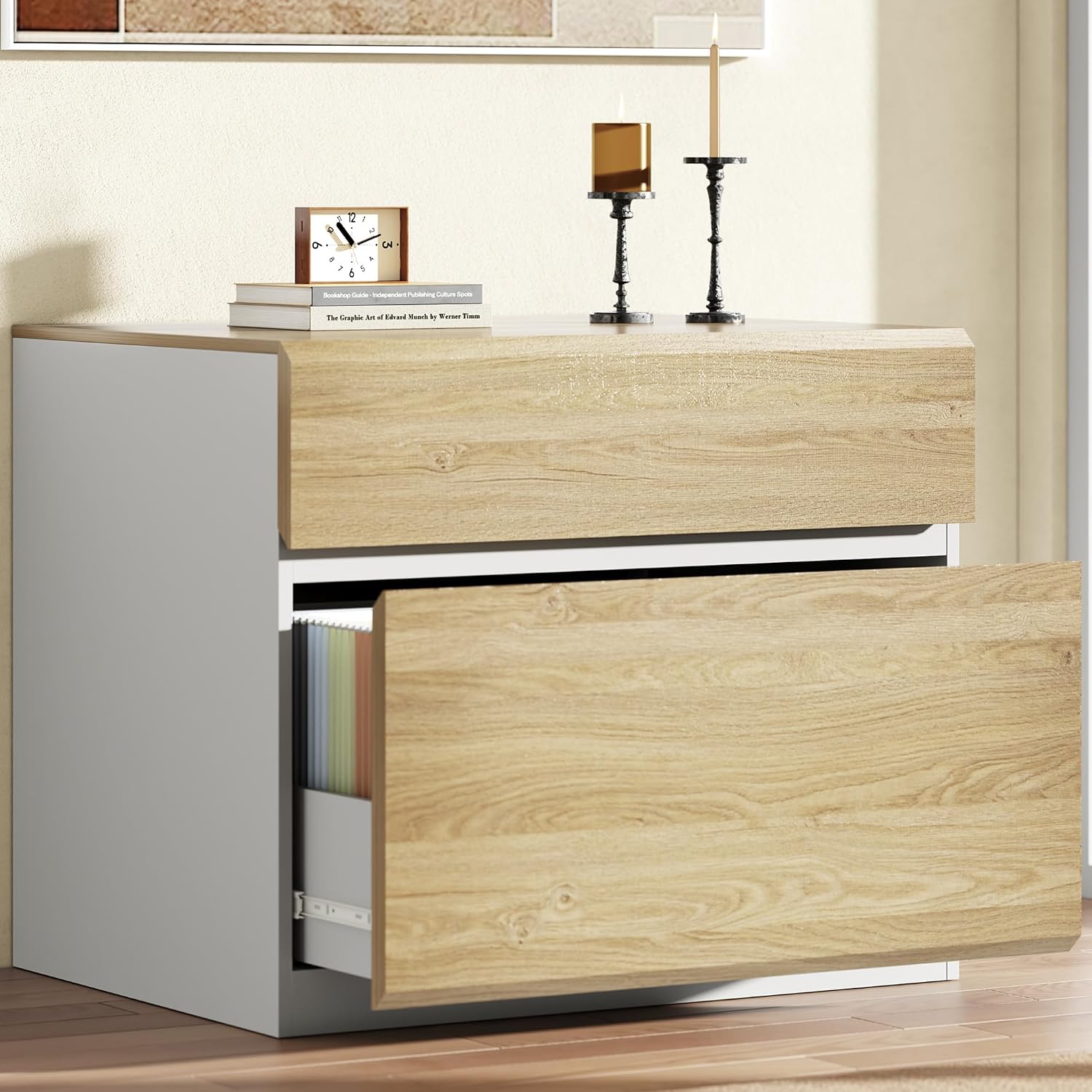 Printer Stand - خزانة ملفات جانبية ذات درجين للمكتب