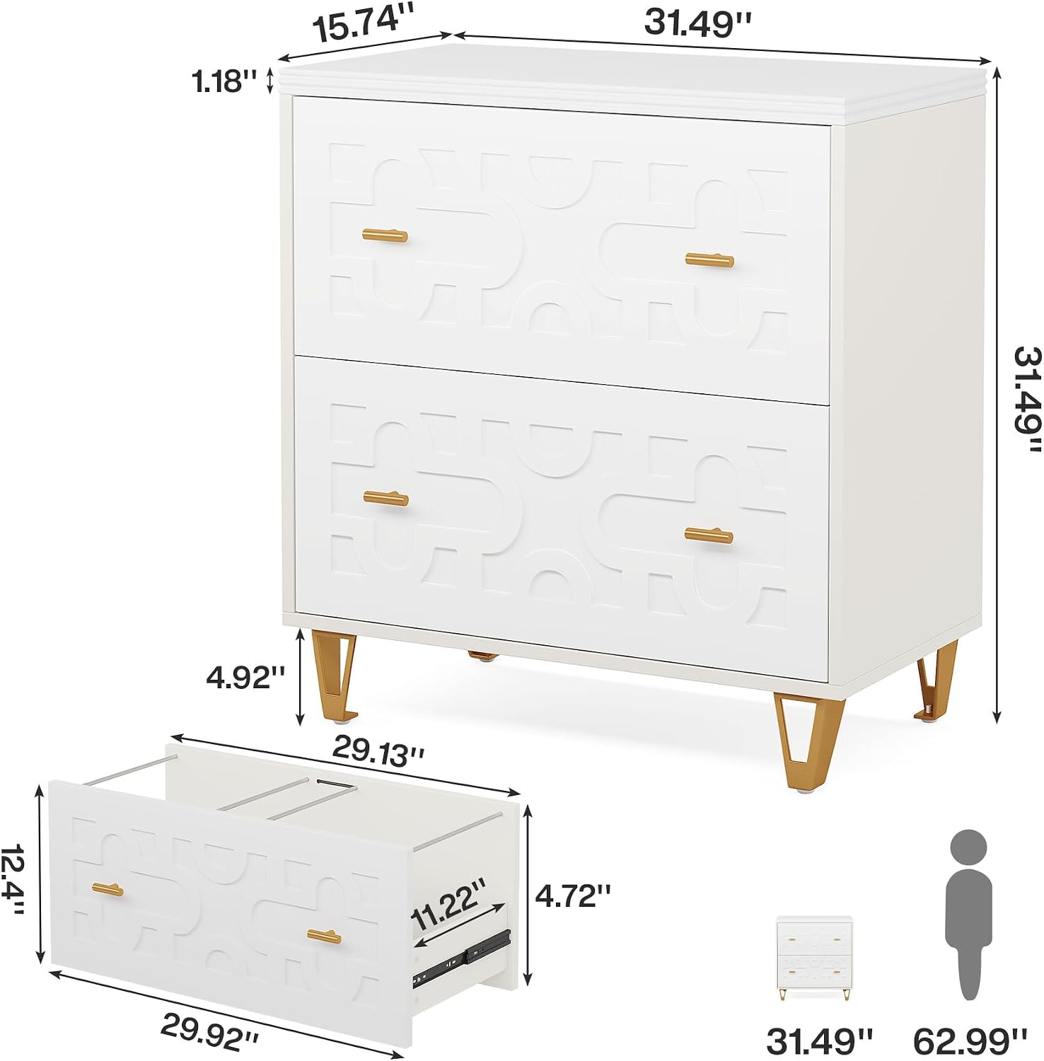 خزانة ملفات جانبية ذات درجين،  - مراجعة Printer Stand وسعره