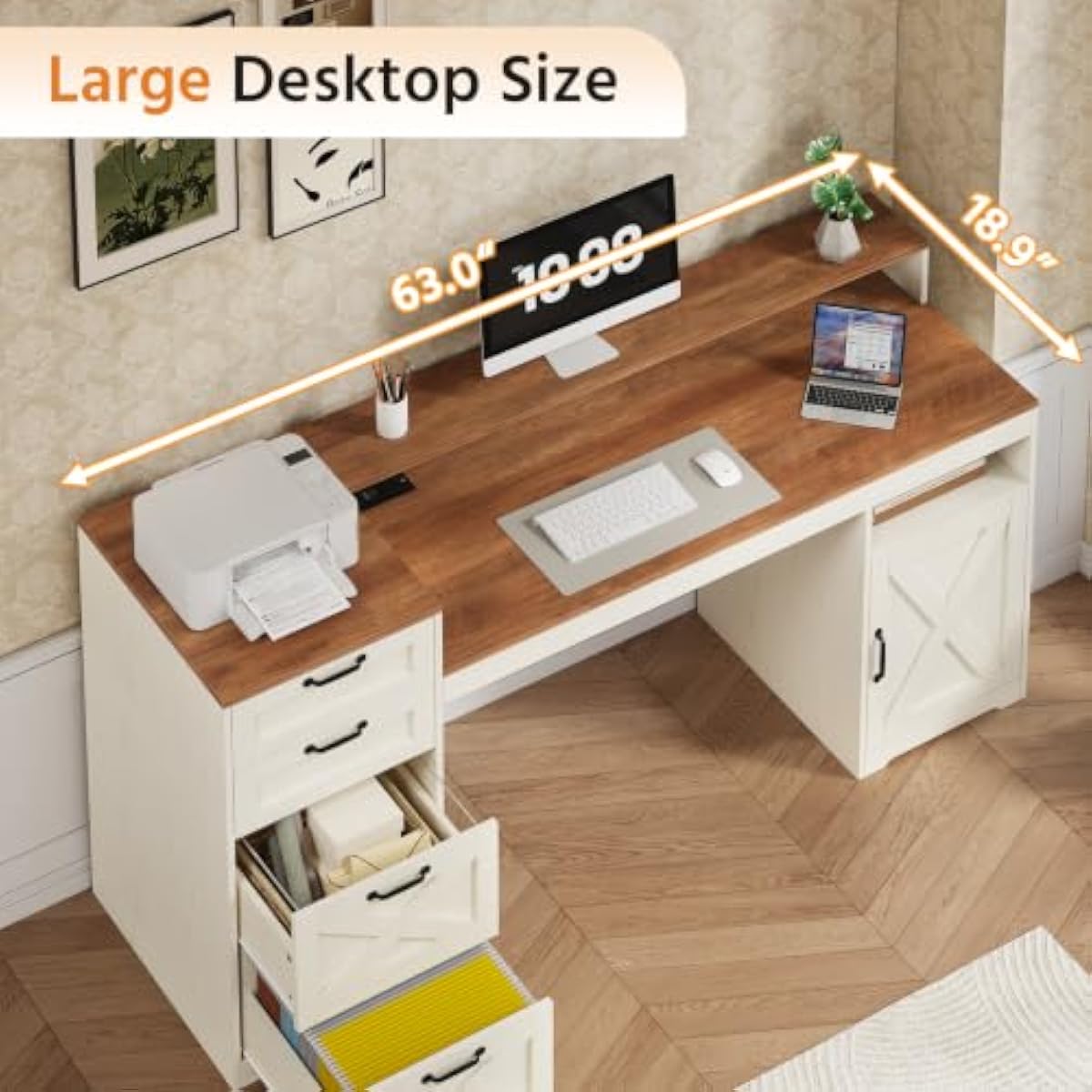 مكتب خشبي مصمم بأسلوب ريفي، أب - مراجعة Printer Stand وسعره